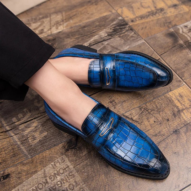 Fashion Pointed Toe Dress Shoes slip on Men Leopard Loafers Patent Leather Shoes for Men Formal party Mariage Wedding club Shoes - Jaazi International