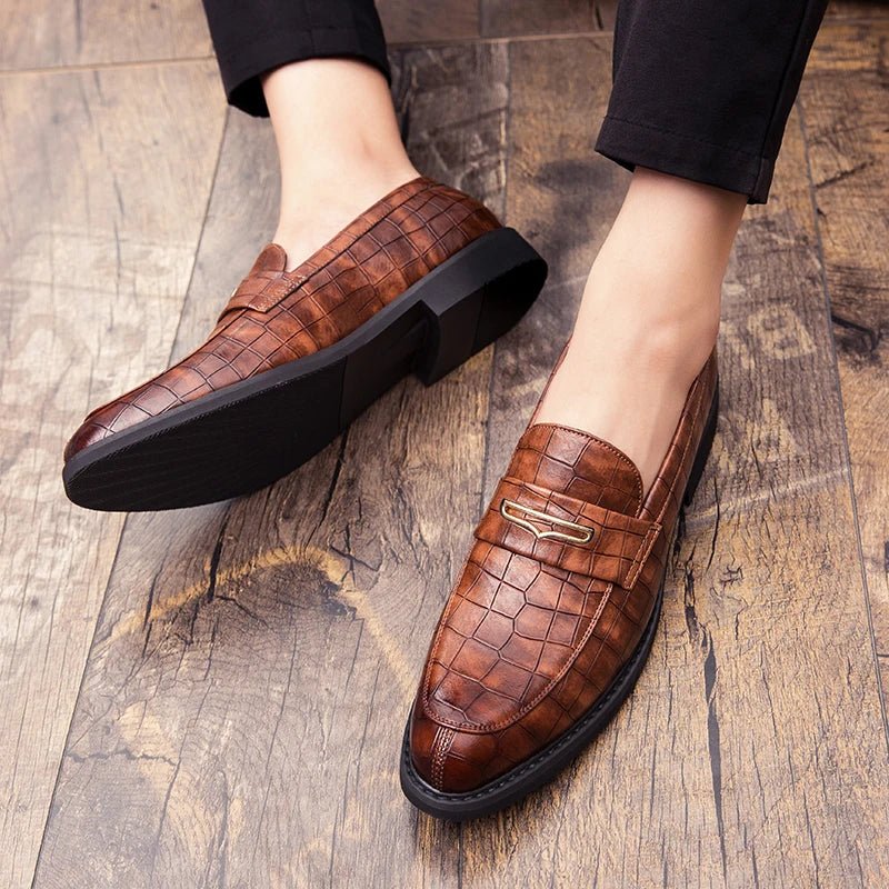 Fashion Pointed Toe Dress Shoes slip on Men Leopard Loafers Patent Leather Shoes for Men Formal party Mariage Wedding club Shoes - Jaazi International