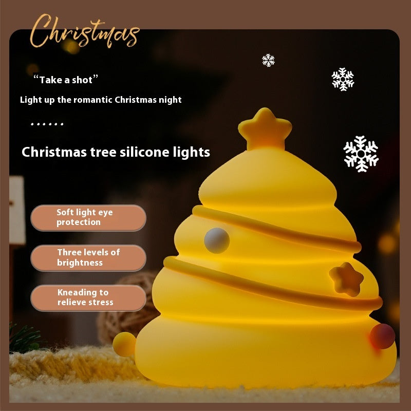 Christmas Tree Silicone Night Lights USB Rechargeable Eye Protection Table Lamp Cute Cartoon Kid Birthday Gifts Atmosphere Decor