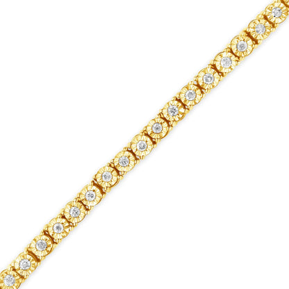 .925 Sterling Silver 1.0 Cttw Miracle - Set Diamond Round Faceted Bezel Tennis Bracelet (I - J Color, I3 Clarity) - Jaazi Intl