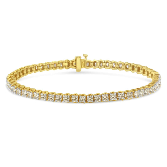 Yellow Gold-Plated Sterling Silver Diamond Certified Tennis Bracelet (5.00 cttw, J-K Color, I1-I2 Clarity)