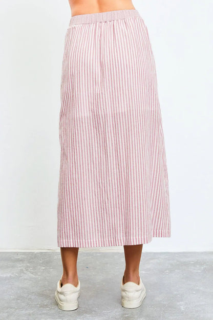 Patio Stripe Button Down Maxi Skirt