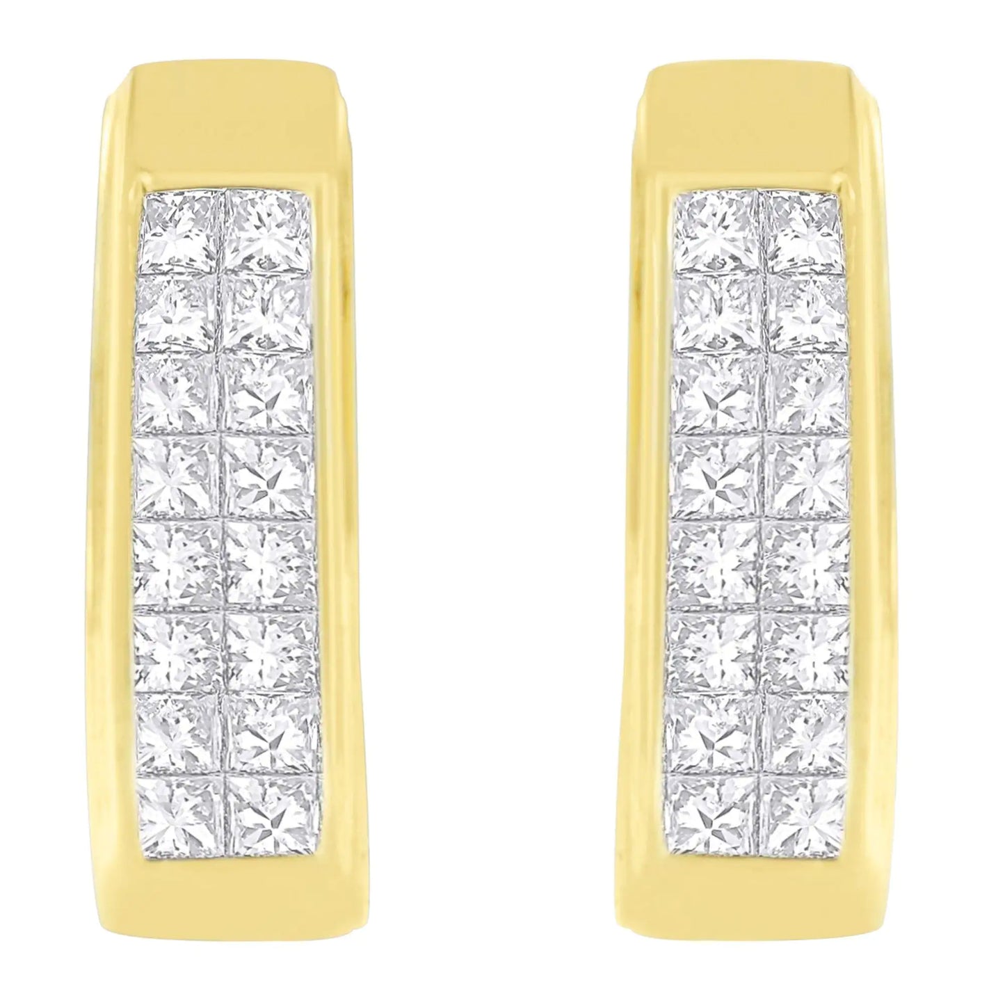 14K Yellow Gold 1 cttw Princess Cut Diamond Earrings (H-I, VS1-VS2)