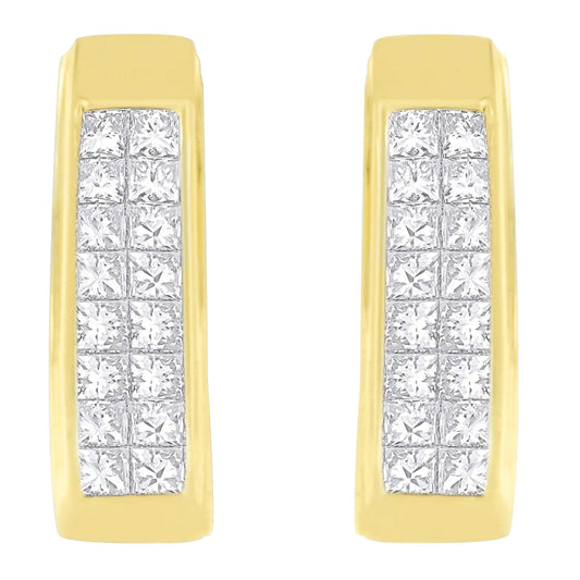 14K Yellow Gold 1 cttw Princess Cut Diamond Earrings (H-I, VS1-VS2)