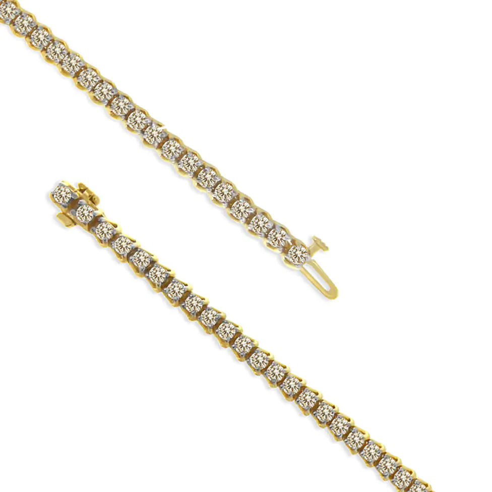 Yellow Gold-Plated Sterling Silver Diamond Certified Tennis Bracelet (5.00 cttw, J-K Color, I1-I2 Clarity)