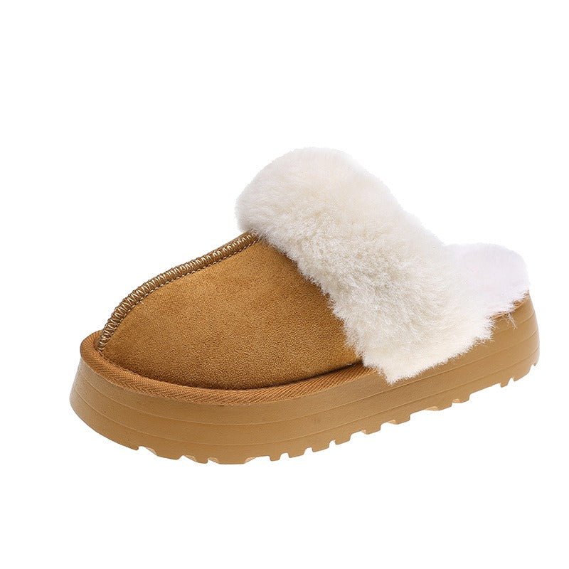 Winter Brand Plush Cotton Slippers Women Flats Shoes Platform Casual Home Suede Fur Slippers for Women - Jaazi Intl