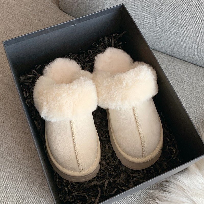 Winter Brand Plush Cotton Slippers Women Flats Shoes Platform Casual Home Suede Fur Slippers for Women - Jaazi Intl