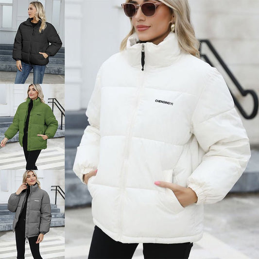 Winter Coat Women Casual Windproof Down Cotton Coat Warm Thickened Jacket Solid Outwear All-match Loose Tops Clothing - Jaazi Intl