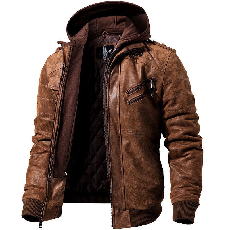 Winter Fashion Motorcycle Leather Jacket Men Slim Fit Oblique Zipper PU Jackets Autumn Mens Leather Biker Coats Warm Streetwear - Jaazi Intl