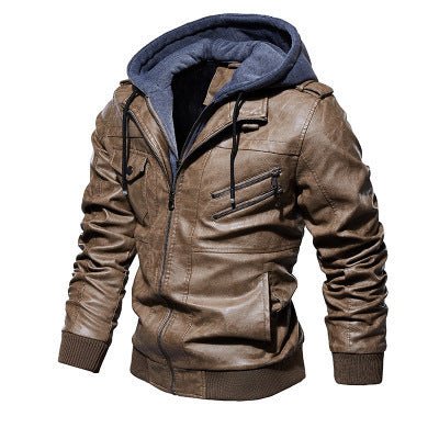 Winter Fashion Motorcycle Leather Jacket Men Slim Fit Oblique Zipper PU Jackets Autumn Mens Leather Biker Coats Warm Streetwear - Jaazi Intl