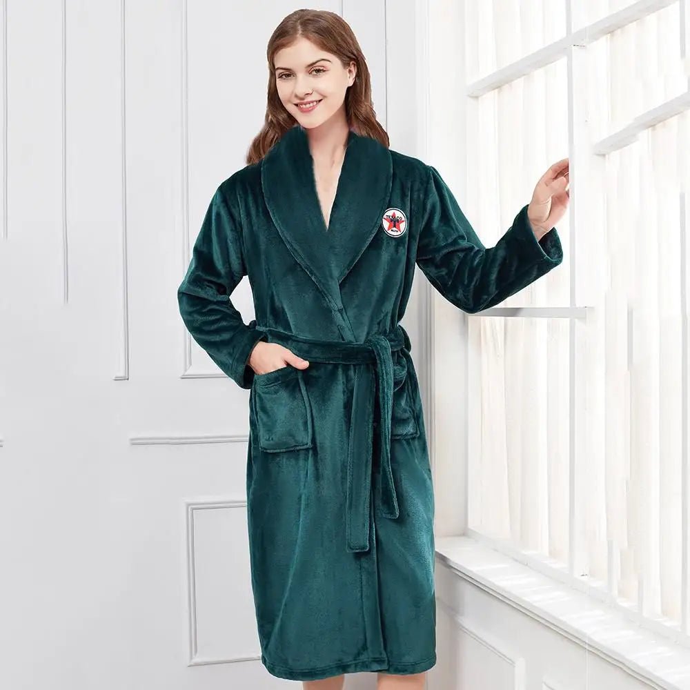 Winter Warm Couple Flannel Robe Sleepwear Loose Casual Kimono Bathrobe Gown Thick Coral Fleece Women Nightwear Nightgown 3XL - Jaazi Intl