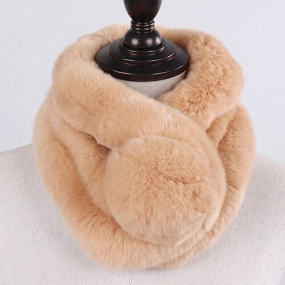 Winter Women 100% Genuine Real Rex Rabbit Fur Scarf Natural Warm Rex Rabbit Fur Ring Muffler Lady Quality Rex Rabbit Fur Scarves - Jaazi Intl