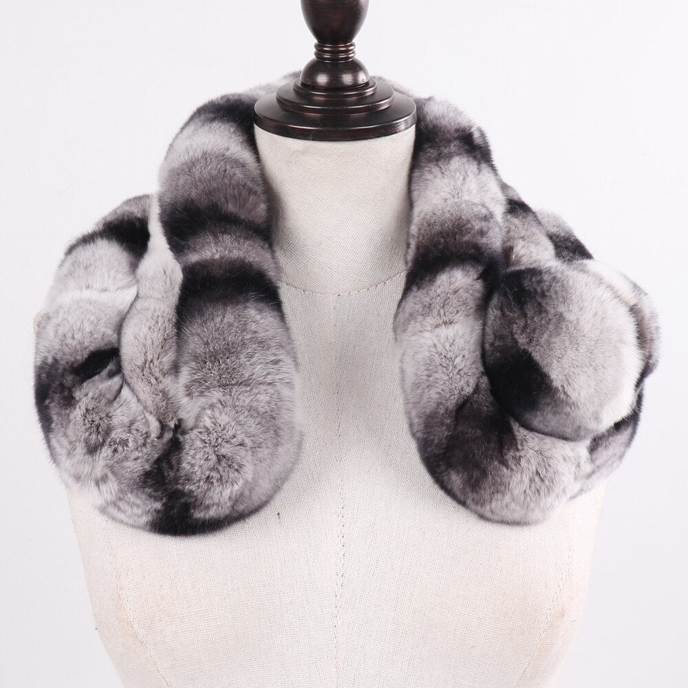 Winter Women 100% Genuine Real Rex Rabbit Fur Scarf Natural Warm Rex Rabbit Fur Ring Muffler Lady Quality Rex Rabbit Fur Scarves - Jaazi Intl