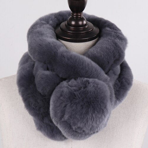 Winter Women 100% Genuine Real Rex Rabbit Fur Scarf Natural Warm Rex Rabbit Fur Ring Muffler Lady Quality Rex Rabbit Fur Scarves - Jaazi Intl