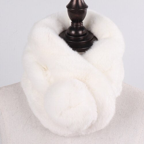 Winter Women 100% Genuine Real Rex Rabbit Fur Scarf Natural Warm Rex Rabbit Fur Ring Muffler Lady Quality Rex Rabbit Fur Scarves - Jaazi Intl