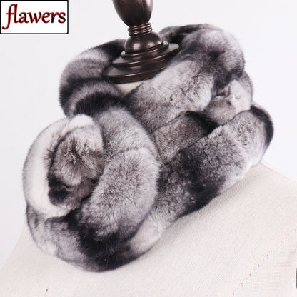 Winter Women 100% Genuine Real Rex Rabbit Fur Scarf Natural Warm Rex Rabbit Fur Ring Muffler Lady Quality Rex Rabbit Fur Scarves - Jaazi Intl