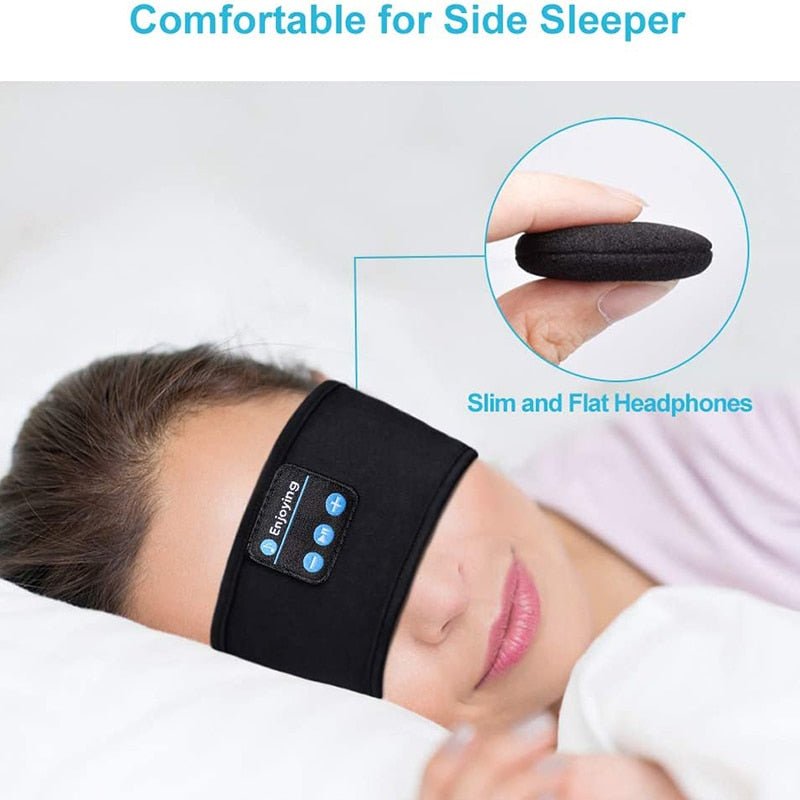 Wireless Bluetooth Sleeping Headphones Headband Thin Soft Elastic Comfortable Music Ear Phones Eye Mask For Side Sleeper Sports - Jaazi Intl