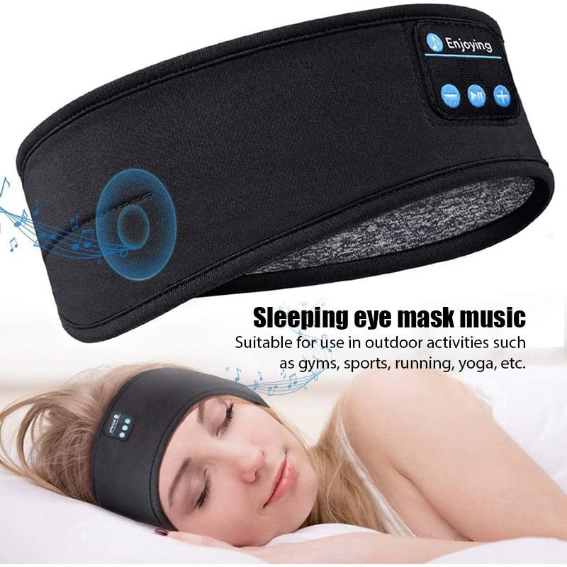 Wireless Bluetooth Sleeping Headphones Headband Thin Soft Elastic Comfortable Music Ear Phones Eye Mask For Side Sleeper Sports - Jaazi Intl