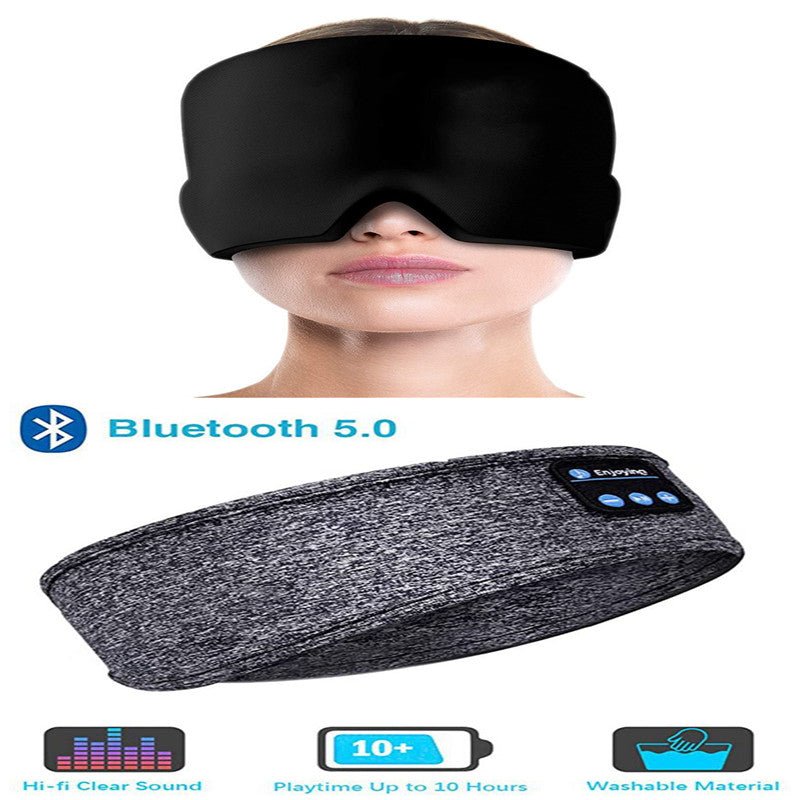 Wireless Bluetooth Sleeping Headphones Headband Thin Soft Elastic Comfortable Music Ear Phones Eye Mask For Side Sleeper Sports - Jaazi Intl