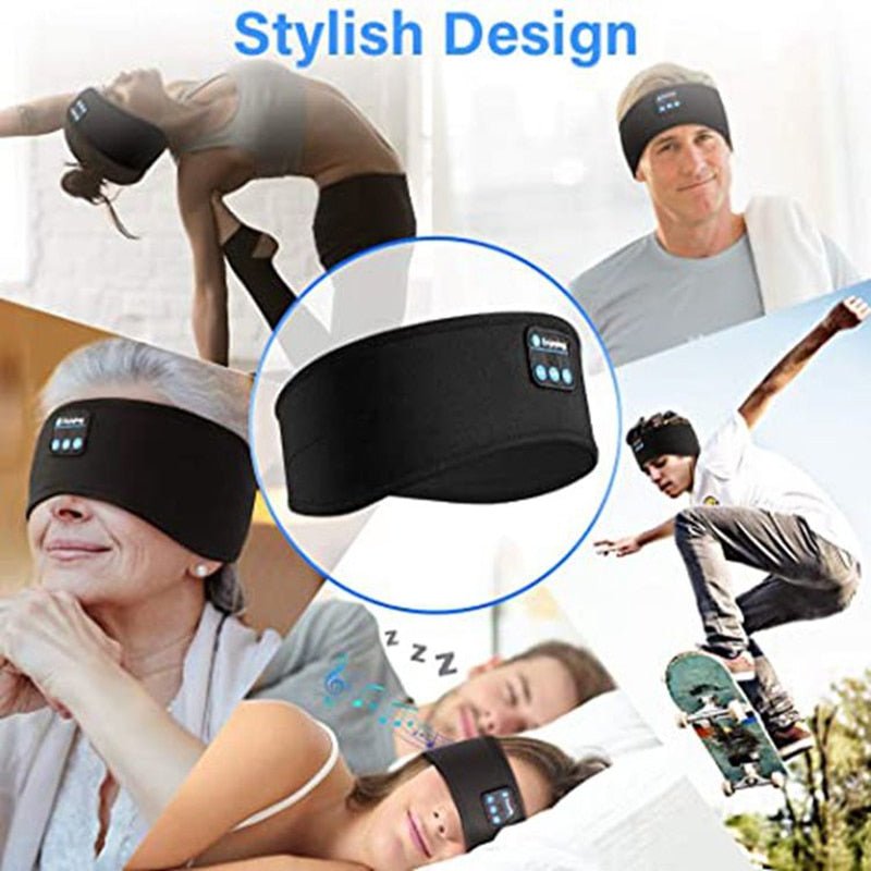 Wireless Bluetooth Sleeping Headphones Headband Thin Soft Elastic Comfortable Music Ear Phones Eye Mask For Side Sleeper Sports - Jaazi Intl