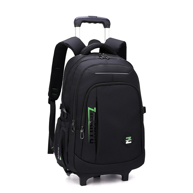 with 2/6 Wheels Trolley School Bags Junior High School Rolling Backpacks for Boys Wheeled Bag Travel Luggage Kids Bookbag mochil - Jaazi Intl