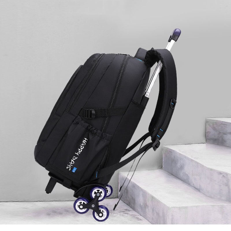 with 2/6 Wheels Trolley School Bags Junior High School Rolling Backpacks for Boys Wheeled Bag Travel Luggage Kids Bookbag mochil - Jaazi Intl