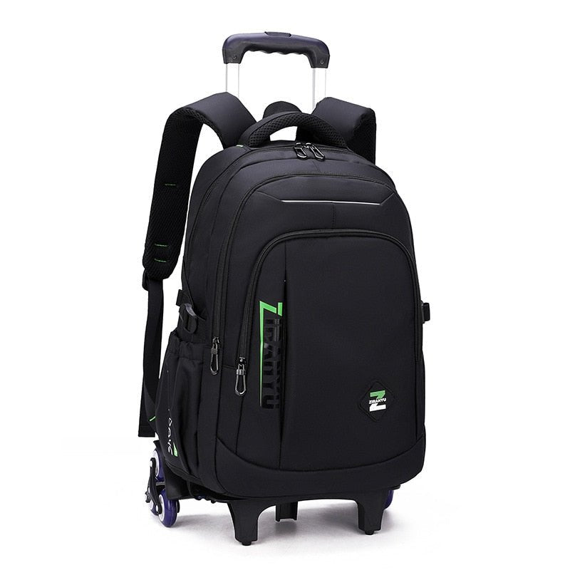 with 2/6 Wheels Trolley School Bags Junior High School Rolling Backpacks for Boys Wheeled Bag Travel Luggage Kids Bookbag mochil - Jaazi Intl