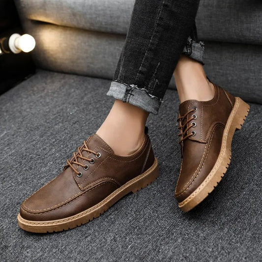 Wnfsy Men Leather Shoes Breathable Dress Shoes Casual Shoes Shock-Absorbing Footwear Wear-Resistant Tooling Shoes Zapatillas - Jaazi Intl