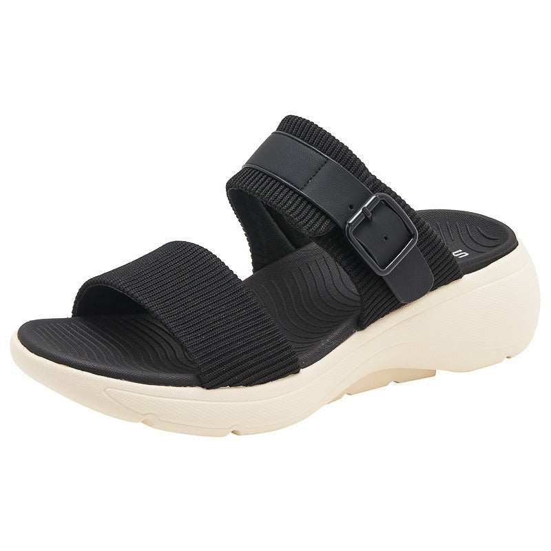 Women Comfort Slides Sandals with Arch Support Casual Ladies Adjustable Casual Wedge Walking Fashion Shoes - Jaazi Intl