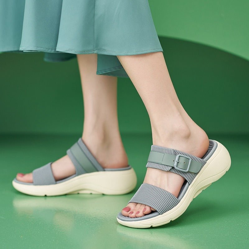 Women Comfort Slides Sandals with Arch Support Casual Ladies Adjustable Casual Wedge Walking Fashion Shoes - Jaazi Intl