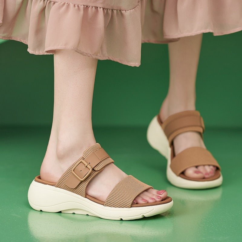 Women Comfort Slides Sandals with Arch Support Casual Ladies Adjustable Casual Wedge Walking Fashion Shoes - Jaazi Intl