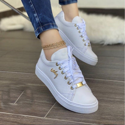 Women Flat Sneakers Breathable Lace-up Shoes For Girls - Jaazi Intl