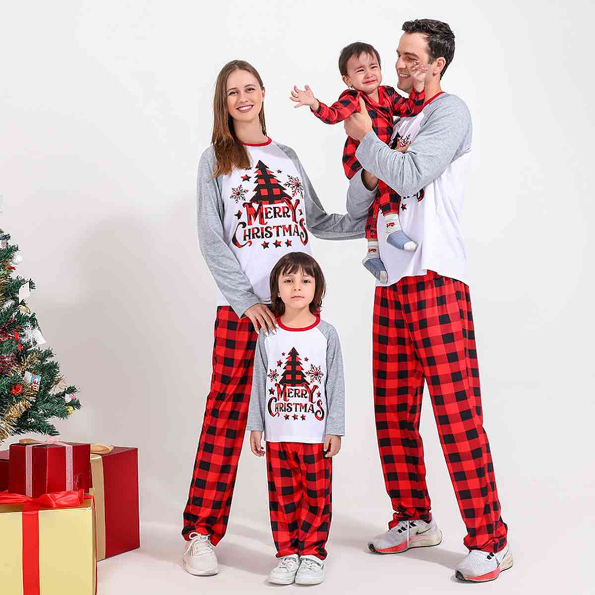 Women MERRY CHRISTMAS Graphic Top and Plaid Pants Set - Jaazi Intl