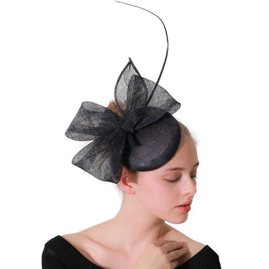 Women Navy Occasion Fascinators Hats For Kentucky Derby Party Bridal Millinery Church Hats Wedding Hair Accessories - Jaazi Intl