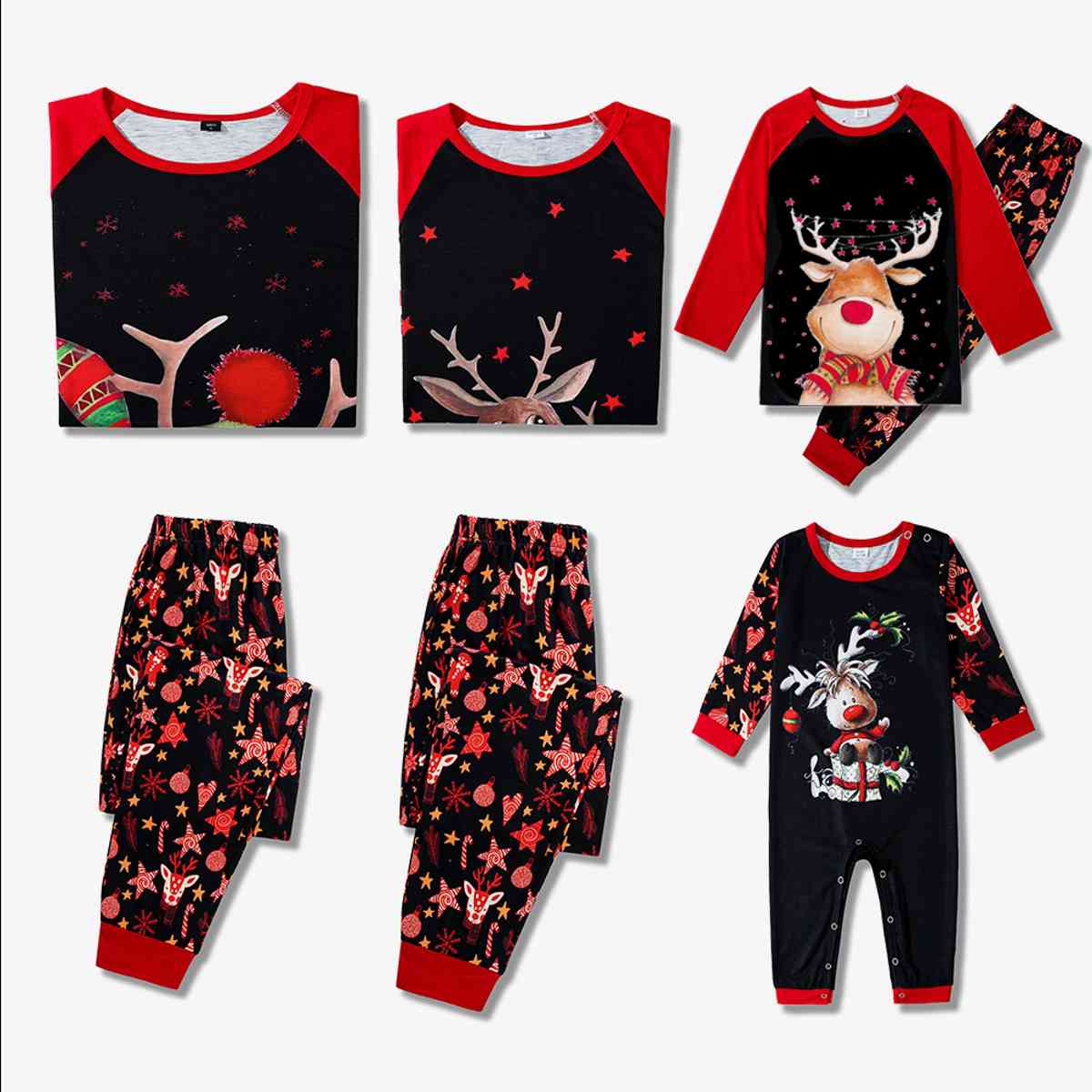 Women Reindeer Graphic Top and Printed Pants Set - Jaazi Intl