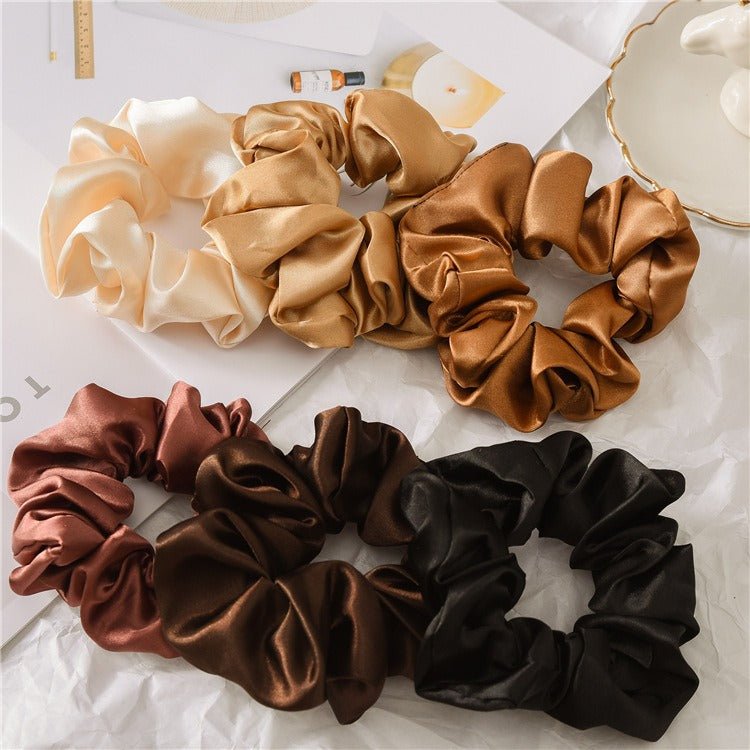 Women Silk Scrunchie Elastic Handmade Multicolor Hair Band Ponytail Holder Headband Hair Accessories 1PC Satin Silk Solid Colo - Jaazi Intl