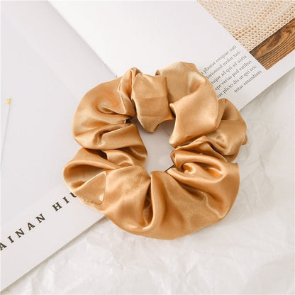 Women Silk Scrunchie Elastic Handmade Multicolor Hair Band Ponytail Holder Headband Hair Accessories 1PC Satin Silk Solid Colo - Jaazi Intl