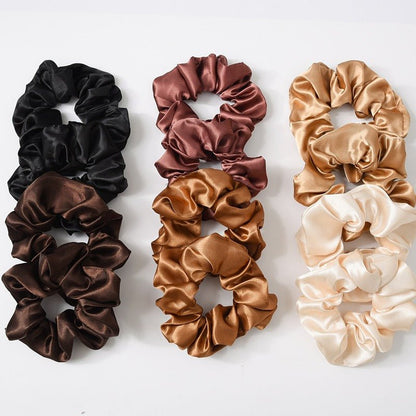 Women Silk Scrunchie Elastic Handmade Multicolor Hair Band Ponytail Holder Headband Hair Accessories 1PC Satin Silk Solid Colo - Jaazi Intl