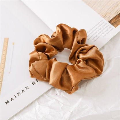 Women Silk Scrunchie Elastic Handmade Multicolor Hair Band Ponytail Holder Headband Hair Accessories 1PC Satin Silk Solid Colo - Jaazi Intl