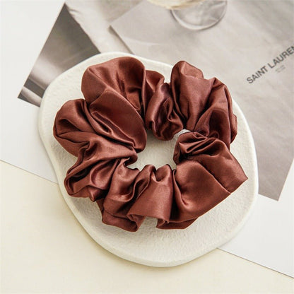 Women Silk Scrunchie Elastic Handmade Multicolor Hair Band Ponytail Holder Headband Hair Accessories 1PC Satin Silk Solid Colo - Jaazi Intl