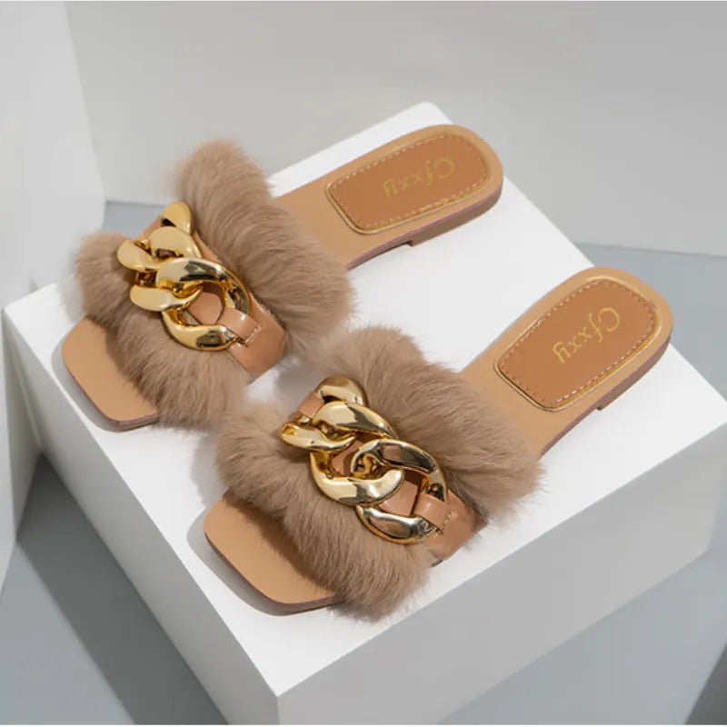 Women Slippers Causal Ladies Square Toe Flat Outdoor - Jaazi Intl