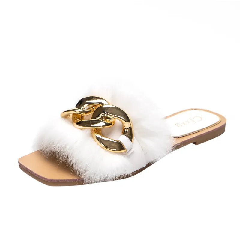 Women Slippers Causal Ladies Square Toe Flat Outdoor - Jaazi Intl