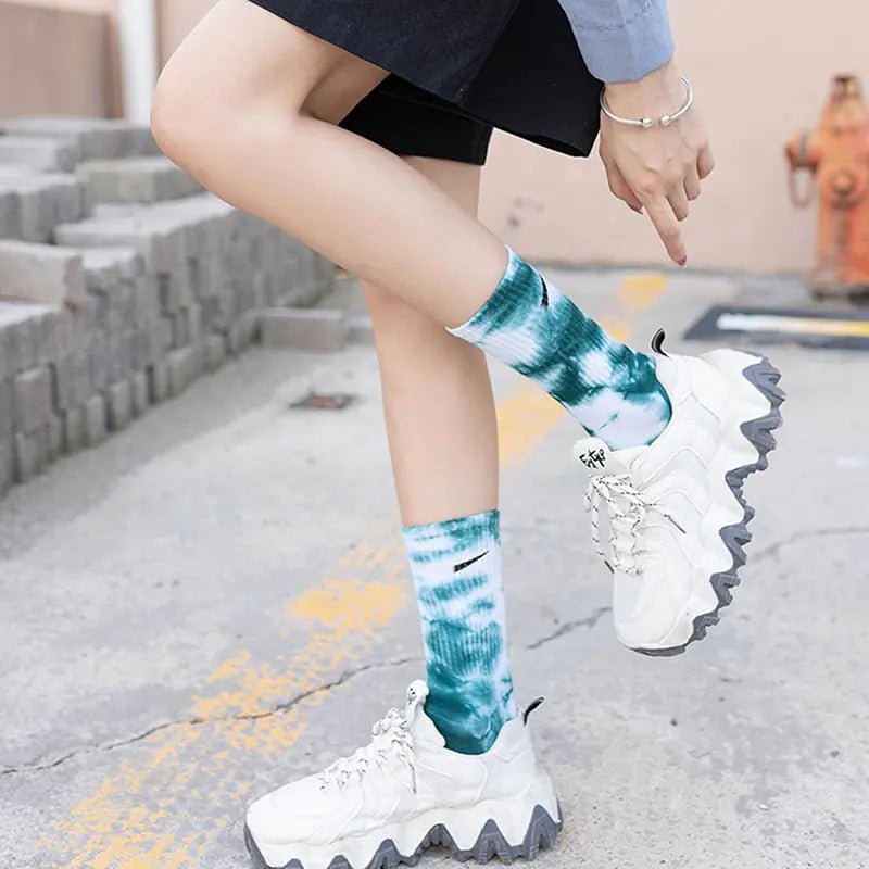 Women Tie-dye Middle Tube Socks - Jaazi Intl