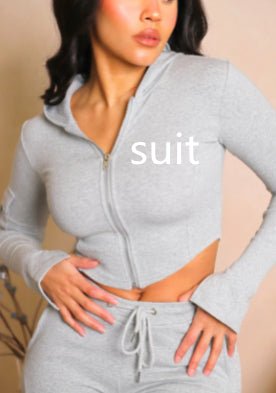 Women's Casual Tight Sportswear Multi-pocket Overalls With Coat And Cap Suit Pants - Jaazi Intl