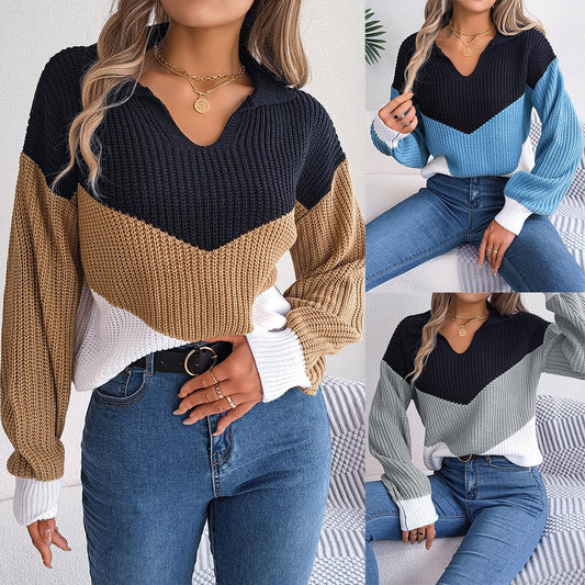 Women's Fashion Long Sleeve Knitted Sweater - Jaazi Intl