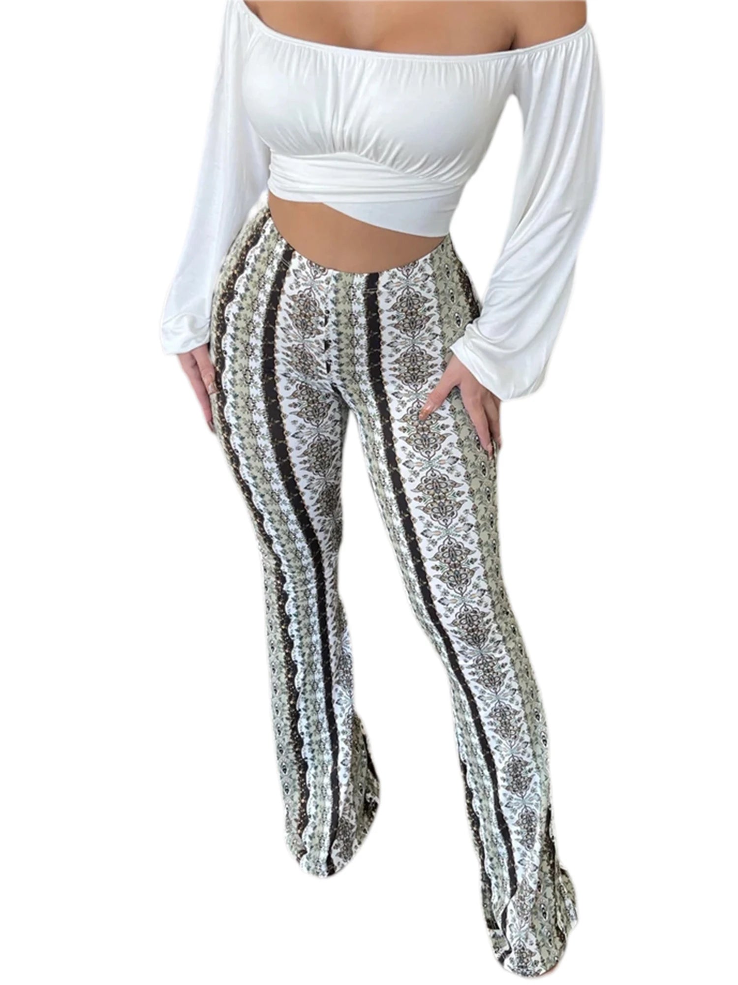 Women's Flare Ethnic Print Pants - Jaazi Intl