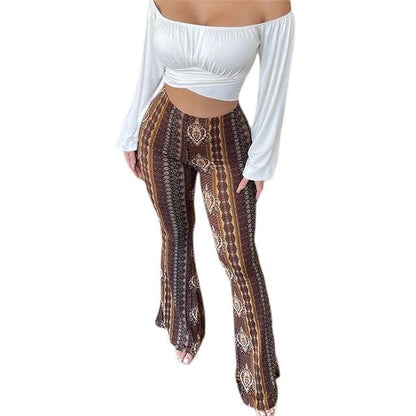 Women's Flare Ethnic Print Pants - Jaazi Intl