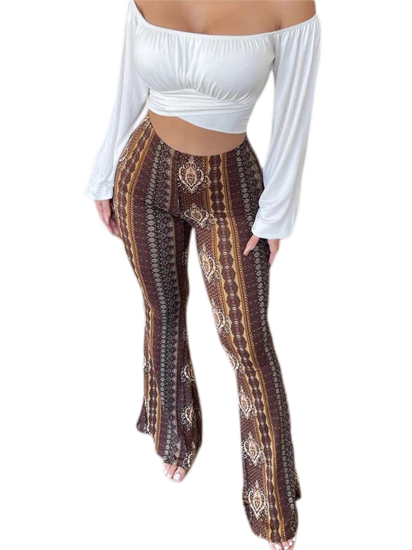 Women's Flare Ethnic Print Pants - Jaazi Intl