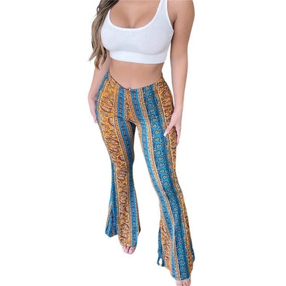 Women's Flare Ethnic Print Pants - Jaazi Intl