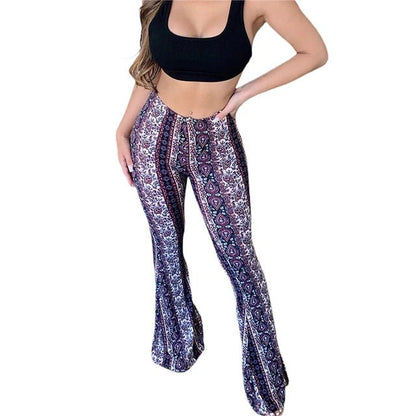 Women's Flare Ethnic Print Pants - Jaazi Intl